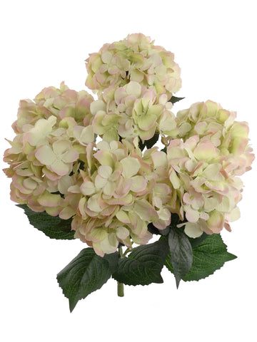 22" Artificial Hydrangea Bush - Vibrant Green & Pink Faux Floral Decor for Home and Garden, Floral Home by Artificial Flowers